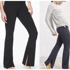 Athleta Barre Skinny Flare Pants In PowerVita Black Side slit Women’s  XS Yoga